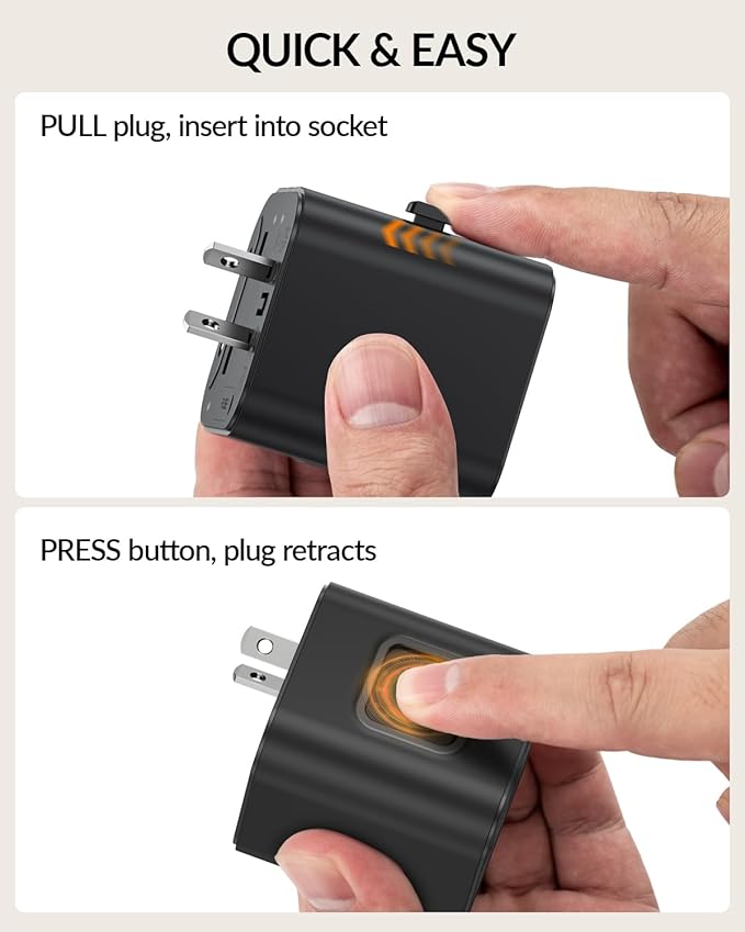 SooPii Universal Travel Adapter Worldwide, Travel Plug Adapter with AC Outlets(Type A C G I), Small International Socket Adapter for UK, US, Europe, Japan, Ireland, Australia 200+ Countries