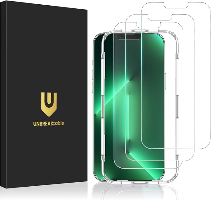 UNBREAKcable 3-Pack Screen Protector for iPhone 13 Pro Max/iPhone 14 Plus, Double Shatterproof Tempered Glass [Easy Installation] [9H Hardness] [99.99% HD Clear] [Case Friendly] for iPhone 6.7 inch