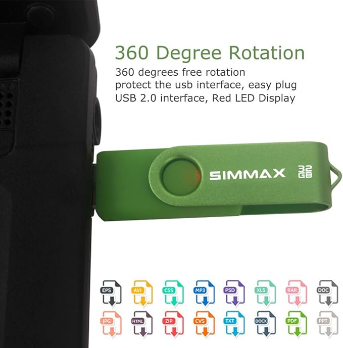 USB Flash Drives 3 Pack 32GB Memory Stick Swivel Design USB 2.0 Flash Drive Thumb Drive Zip Drives (32GB Black Blue Green)