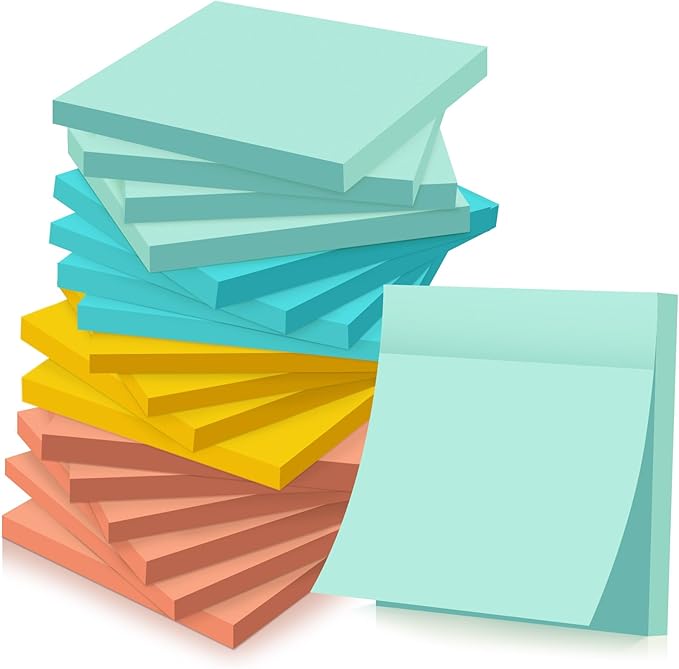 Fainne 60 Pack Sticky Notes Bulk Back to School Supplies Self Stick Note Pads Paper Memo for Office First Day of School Student Teacher Essentials (3x3inch,Bright Colors)