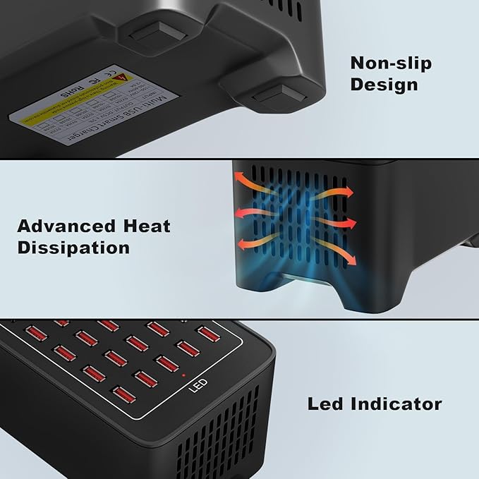 Charging Stations for Multiple Device, 150W 30 Ports Phone Charging Station with Fast Charging, USB Multiple Charging Station for Travel Home Office Party