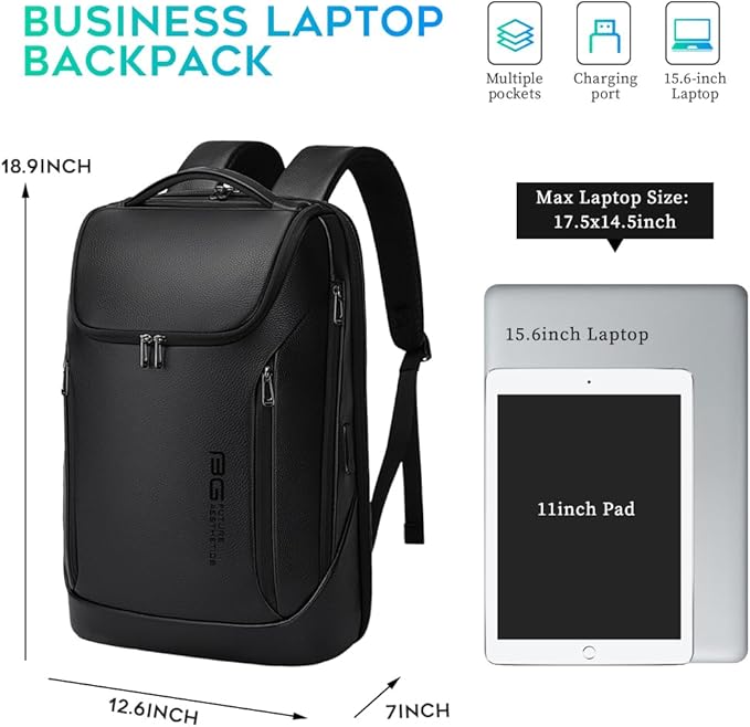 BANGE Business Smart Backpack Waterproof fit 15.6 Inch Laptop Backpack with USB Charging Port,Travel Durable Backpack