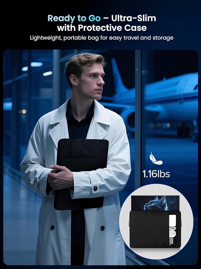 UPERFECT Portable Monitor 18.5 inch 120HZ 125% sRGB 1080P w/VESA & Stand, Large Portable Monitor FreeSync IPS HDR Gaming Display, HDMI USB C Travel Second Screen for Laptop MacBook