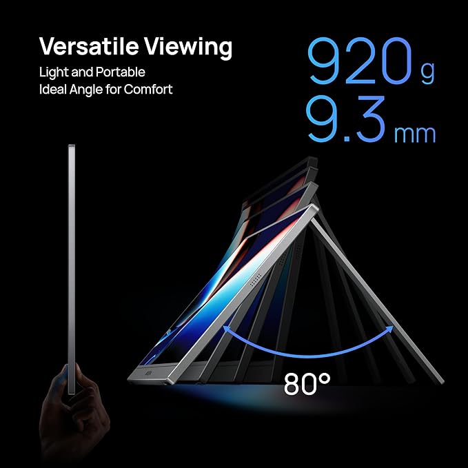 ARZOPA 17.3" Portable Monitor Gray, 1080P FHD 103% sRGB IPS Gaming Monitor Laptop Monitor with Built-in Kickstand HDMI USB C External Screen for PC Mac Phone Xbox PS5 - Z1C Plus