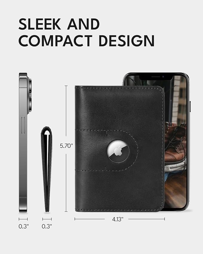 ALLIVE Passport Holder for Travel with AirTag Holder - Genuine Leather Passport Cover & Wallet for Men and Women, Airport Essentials