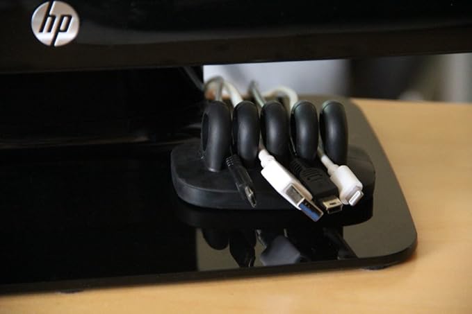 Desktop Cable Organizer, Weighted, No Bad Smell, Bundled with 4 Reusable Cable Ties (Black)