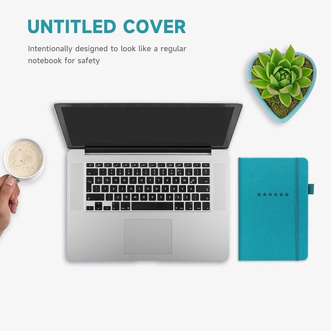 Password Book with Alphabetical Tabs – Hardcover Internet Address & Password Organizer – Password Keeper Notebook for Computer & Website – 5.2 x 7.6" Log-in Password Journal w/Thick Paper (Turquoise)