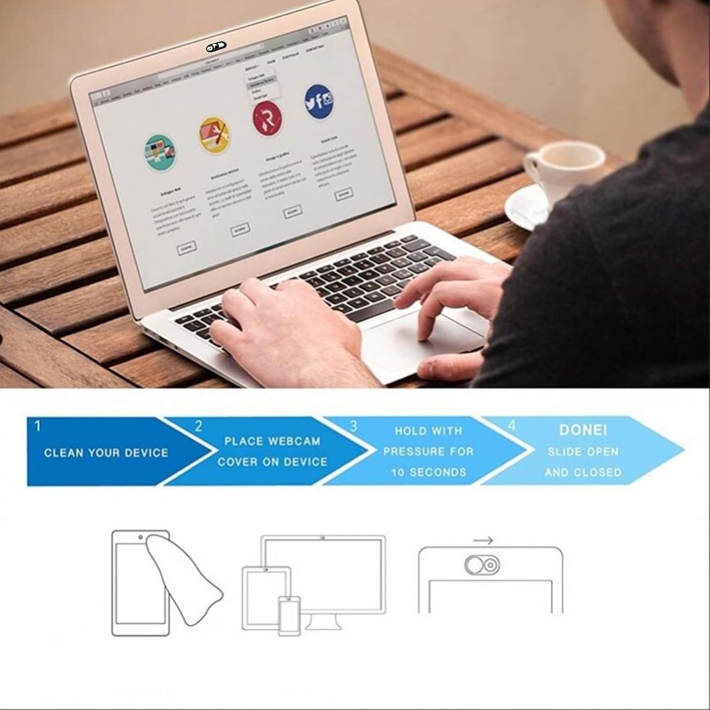 3PCS Phone Camera Cover, 0.02 Inch Laptop Webcam Cover Slide Cover, Webcam Privacy Cover, Keep Your Privacy Safe(Two Patterns of Giant Panda + Cute Little Panda - Black)