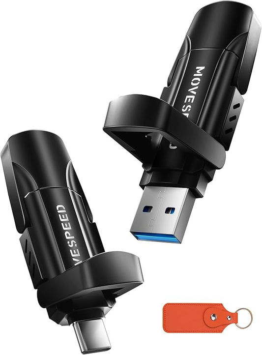 MOVE SPEED 2TB Solid State Drives, 570MB/S Read Speed External SSD with Dual Port Type C + USB 3.2 Portable SSD for iPhone 17/16/15 Series, Android, Mac, Windows