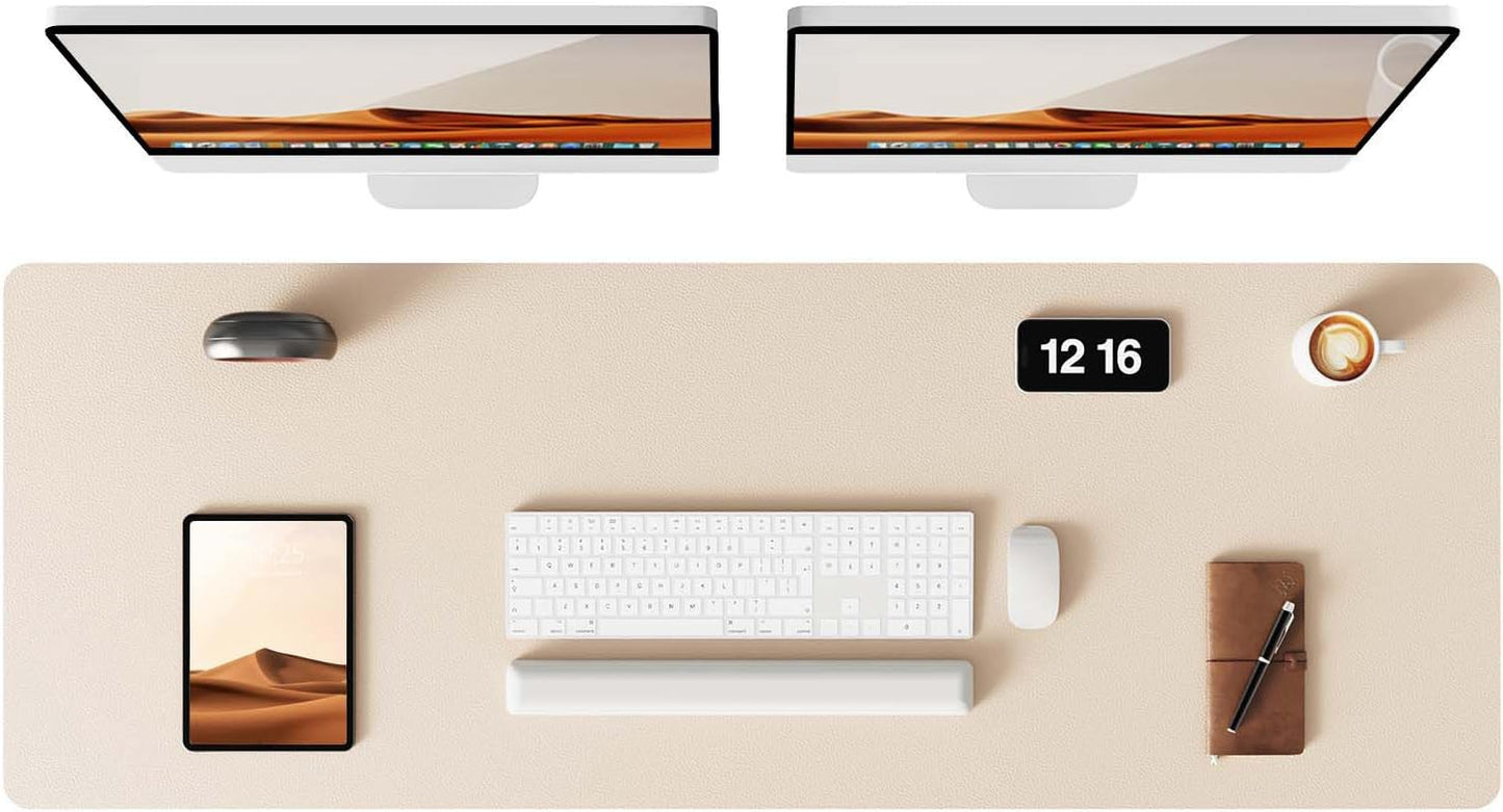 YSAGi Leather Desk Pad Protector, Office Desk Mat, Large Mouse Pad, Non-Slip PU Leather Desk Blotter, Laptop Desk Pad, Waterproof Desk Writing Pad for Office and Home (Eggshell, 47" x 17")