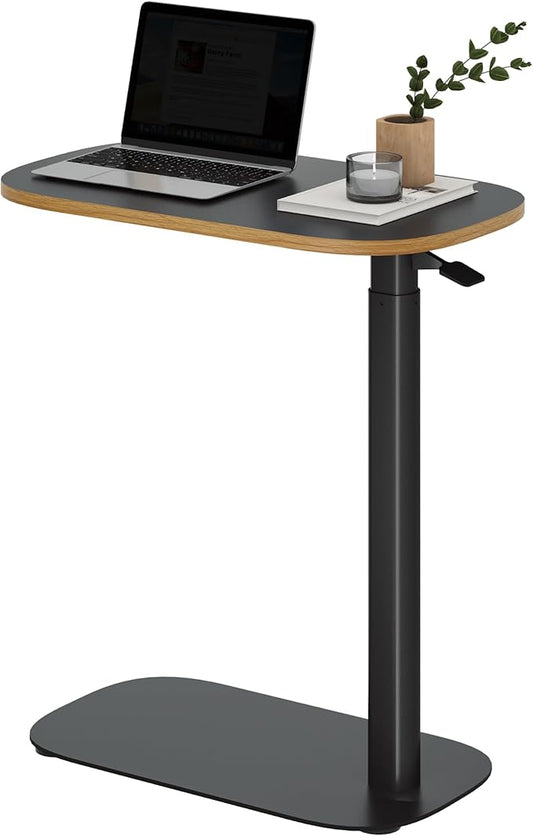 SANODESK Adjustable Overbed Bedside Table Pneumatic Adjustable Height Laptop Computer Standing Desk Cart with Tray, Hospital and Home Use(23.6" W x 13.8" D,Black)