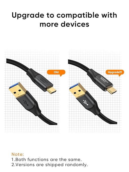 CableCreation USB C to USB A Cable 1FT,USB 3.1 USB 3.2 Gen2 10Gbps USB A to C Data Cable, Android Auto Cord 3A for USB C External SSD MacBook Pro iPad S21, iPhone 16/15 Pro Max Plus,0.3m