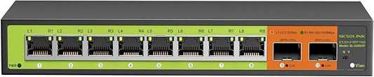10-Port 2.5gb Switch, 8*2.5G RJ45 and 2×10G SFP Uplink Ports, Unmanaged, Fanless, Multi gigabit, Compatible with 100/1000/2500Mbps Network.