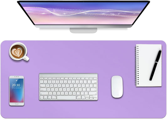 Boutilon Leather Desk Pad Protector,Non-Slip Mouse Pad,Laptop Desk Pad,Office Mouse Mat,Waterproof Leather Desk Blotter,Desk Writing Pad for Office and Home (L-Purple,35"x 17")