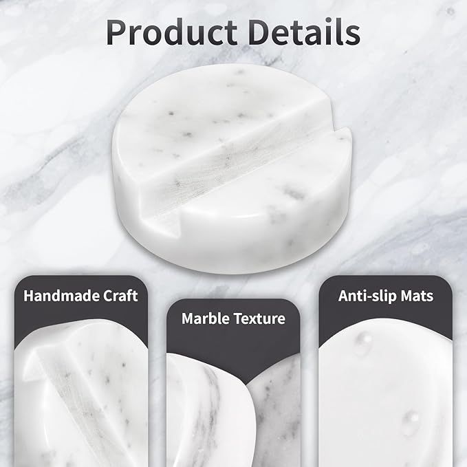 Marble Phone Stand for Desk - Cell Phone Holder for Nightstand Office Decor Telephone Boho White Marble Kitchen Accessories