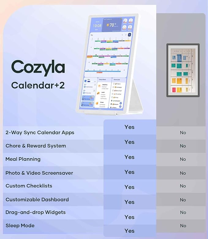 Digital Calendar+ 2: 15.6 Inch Wall Touch Screen Chore Chart Customize Dashboard Smart Electronic Calendar for Family Schedules Meal Planner Support App Store with Stand Wall Mount White