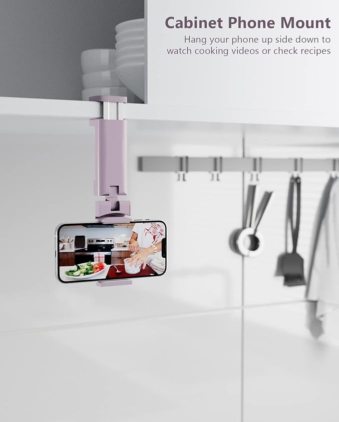 MiiKARE Travel Essentials Airplane Phone Holder, Universal Handsfree Phone Mount for Flying with 360 Degree Rotation, Travel Must Haves Phone Stand for Desk, Tray Table, Purple&Blue