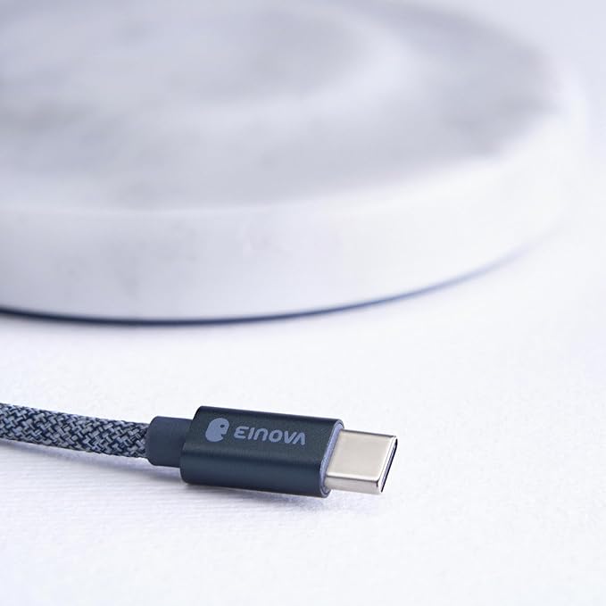 Einova Classic Stone – Marble Wireless Charging Pad Designed in Italy, Integrated 6 ft USB-C Cable, Smartphones, Wireless Earbuds, Smartwatches – White Carrara Marble