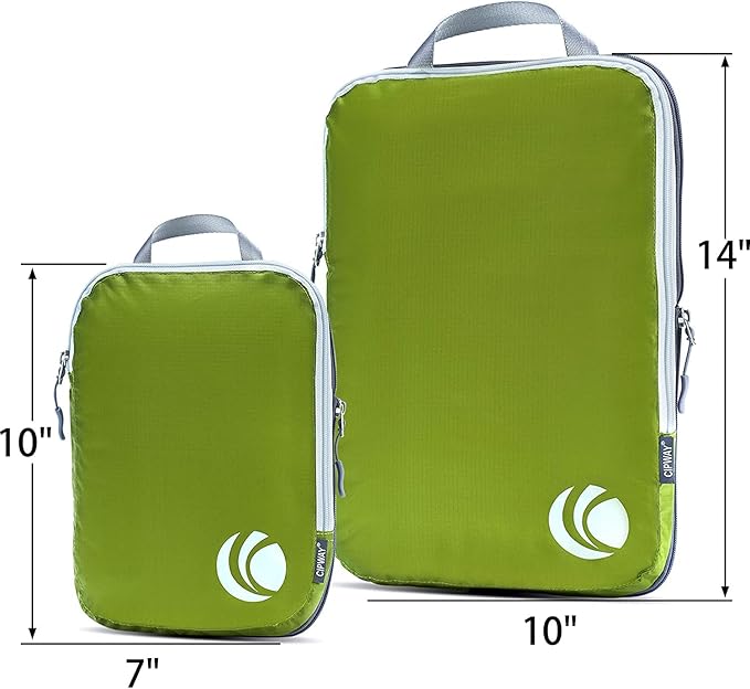 Cipway Compression Packing Cubes Set, Ultralight Expandable Travel Packing Organizers for Carry on Luggage (Green 3pcs)