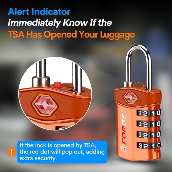 Forge Travel Lock,TSA Approved Luggage Locks for Air Travel, Gym Lockers, School Lockers, Pelican Cases, Gun Case, Easy Read Dials, Durable Alloy Body