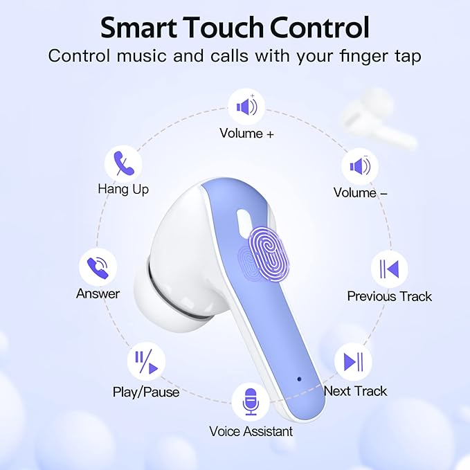 TAGRY Bluetooth Headphones True Wireless Earbuds 60H Playback LED Power Display Earphones with Wireless Charging Case IPX5 Waterproof in-Ear Ear buds with Mic for TV Smart Phone Laptop Computer Sports