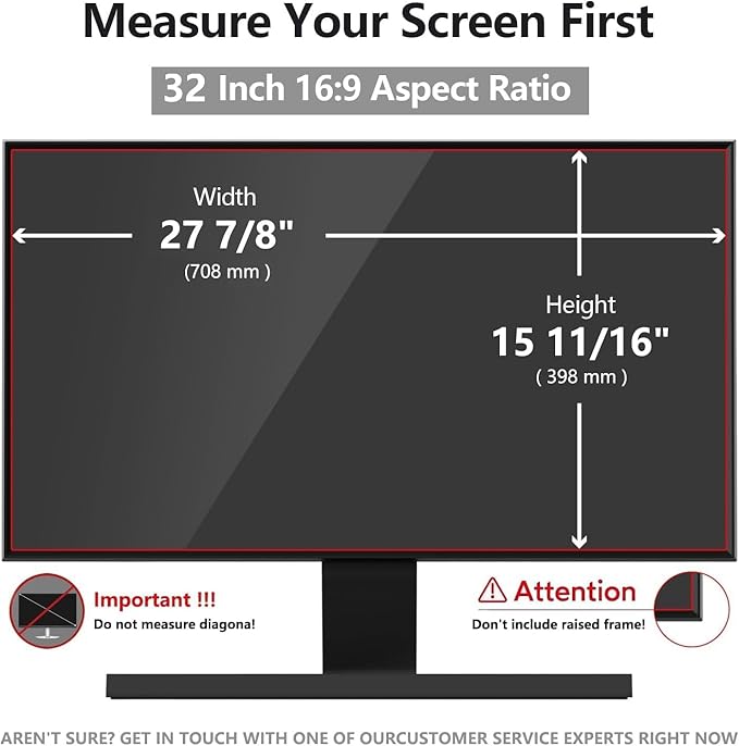32 Inch Computer Privacy Screen Shield [2 Pack] for 16:9 Widescreen Desktop Monitor - Anti-Glare Blue Light Privacy Filter and Anti Spy Privacy Screen Protector Film