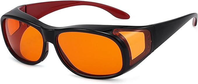 Eyekepper 100% Blue Light Reduction,Fitover Anti-Blue Blocking Computer Glasses with Extra Amber Lens