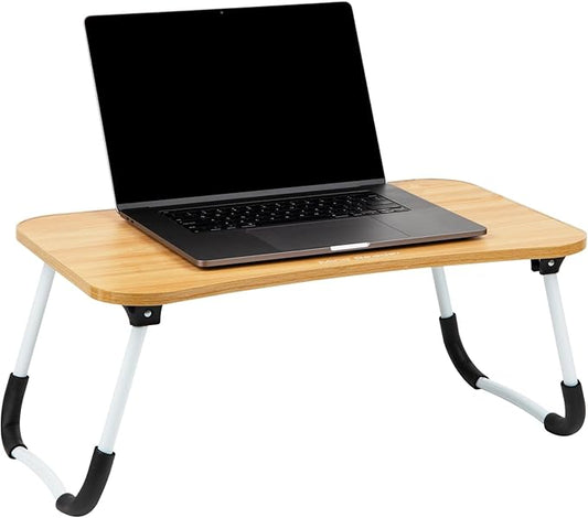 Mind Reader Lap Desk Laptop Stand, Bed Tray, Folding Legs, Couch Table, Portable, MDF, 23.25" L x 13.75" W x 10.5" H, Beige