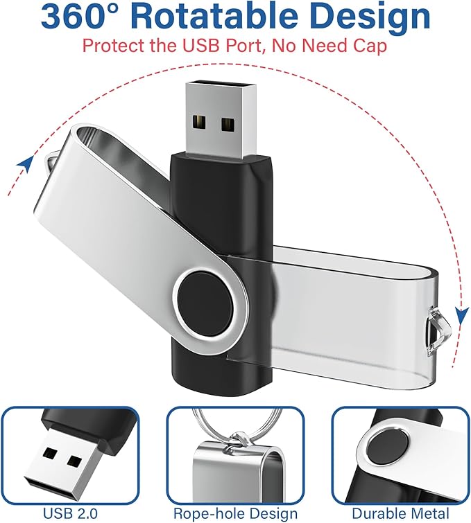 Flash Drives 4GB 20 Pack, Wooolken USB 2.0 Thumb Drives with Keychains Memory Stick USB Drive Pendrive for PC Laptop Computer (Mixcolors)