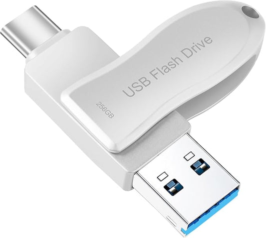 USB Flash Drive 256GB for Phone Thumb Drive Photo Stick Android USB C Memory Stick Photo Storage DEZOBYTE Compatible Phone Pad Pro Android USB C and Computer Silver-HL 256GB