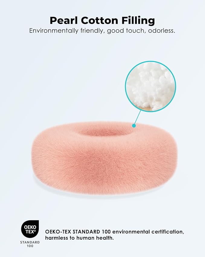 Viozon Tablet Stand Pillow, Compatible with 4.7"-13" Phone/Tablet, iPad, iPhone, Samsung, Google, Kindle, 360°Adjustable Phone Holder for Bed with Soft Plush Fabric, and Detachable Bowl, Pink