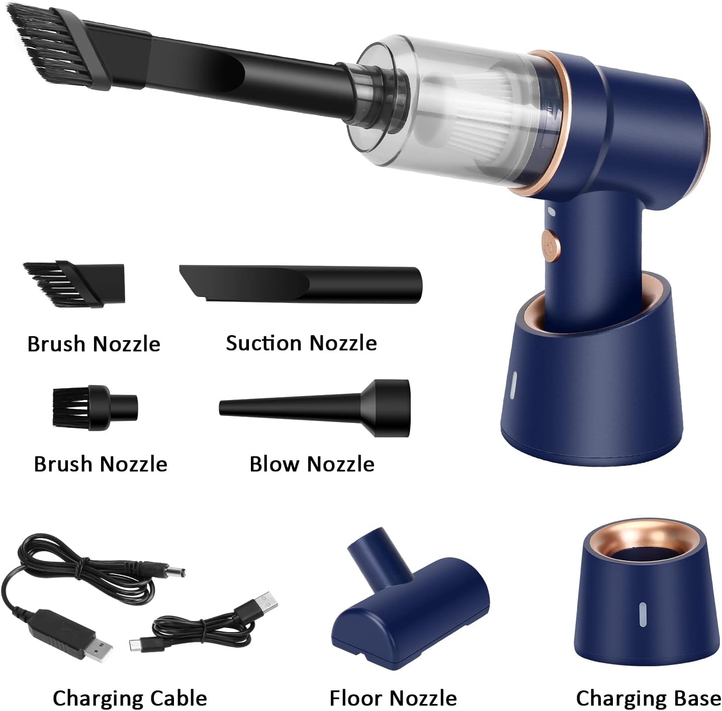 8Kpa Mini Handheld Vacuum Cleaner, 120W High Power Cordless Keyboard Vacuum, 2-in-1 Desk Vacuum & Air Duster with LED Light & Multi-Nozzles for Car, Computer, Sewing Machine