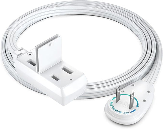 Maximm 4ft Extension Cord – 2-Prong Flat 360° Rotating Plug – Stylish Short Cable – Perfect for Tight Spaces – UL Certified – White