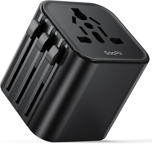 SooPii Universal Travel Adapter Worldwide, Travel Plug Adapter with AC Outlets(Type A C G I), Small International Socket Adapter for UK, US, Europe, Japan, Ireland, Australia 200+ Countries
