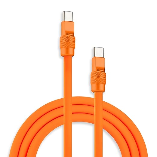 chubbycable Chubby 2.0 Fast Charging Cable Durable Soft Silicone USB C Cable 240W Extra Thick Charger Cord Compatible with iPhone 17-15 Series iPad, Orange+Orange, Type-C to Type-C, 16.4 FT