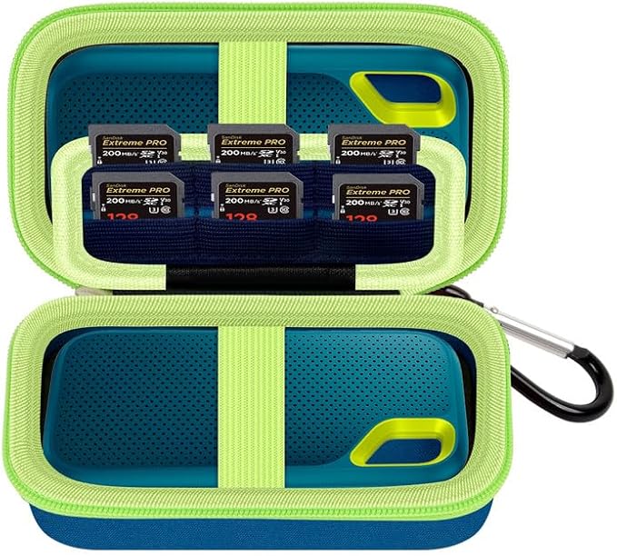 Case Compatible with SanDisk Extreme Pro/for SanDisk Portable SSD 1TB 2TB 4TB 500GB/ for Crucial X9 X10 Pro External Solid State Drive, Travel Storage Bag for 2 SSD and SD Card - Monterey (Box Only)