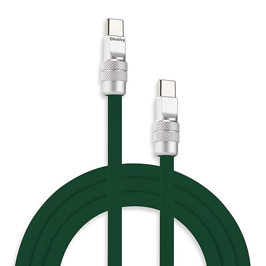 chubbycable Chubby 2.0 Fast Charging Cable Durable Soft Silicone USB C Cable 240W Extra Thick Charger Cord Compatible with iPhone 17-15 Series iPad, Dark Green, Type-C to Type-C, 4.9FT