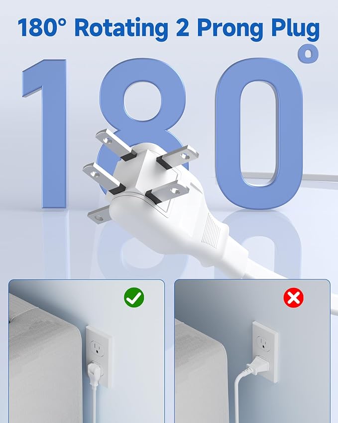 US to Japan Adapter, meta-ant 2 Prong to 3 Prong Outlet Adapter with 3 Outlets & 4 USB(2 USB-C), 5FT Extension Cord, 180 Rotating Flat Plug 1875W, Type A Plug Adapter for USA to Japanese China Canada