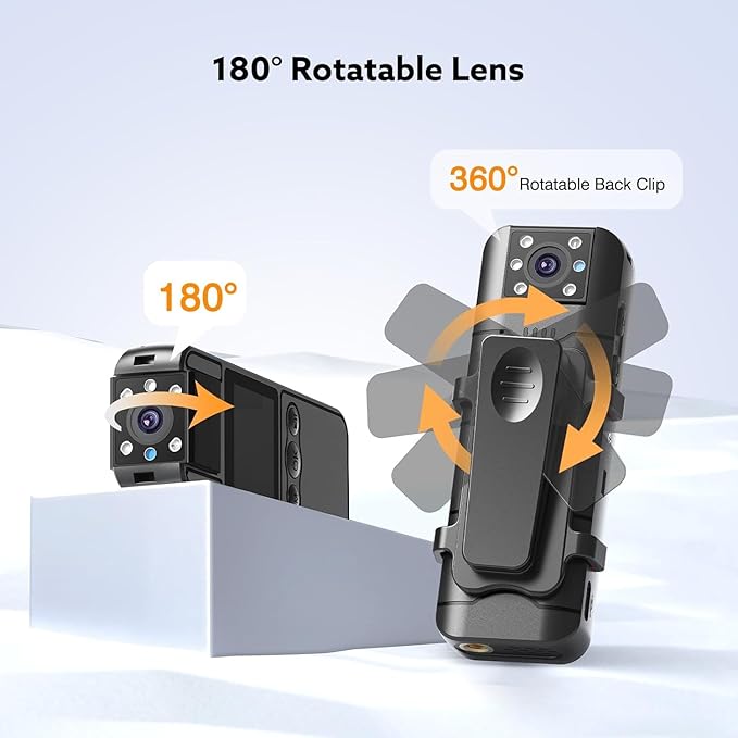 Z11 4K Body Camera with Audio and Video Recording, 256GB Small Body Cam with 180° Rotating Lens, 6HR Battery & Night Vision, Wearable Camera for Pet, Home, Office, Security Police Law Enforcement