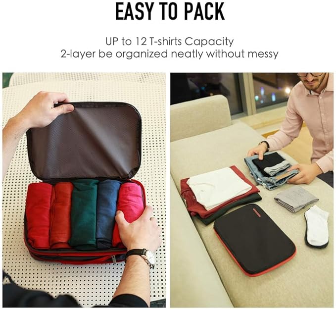 Bee Nesting BeeNesting Waterproof Compression Packing Cubes 5/6/8 sets, Large Travel Packing organizers for Carry on Luggage, 2 Sides Expandable Storage Bags