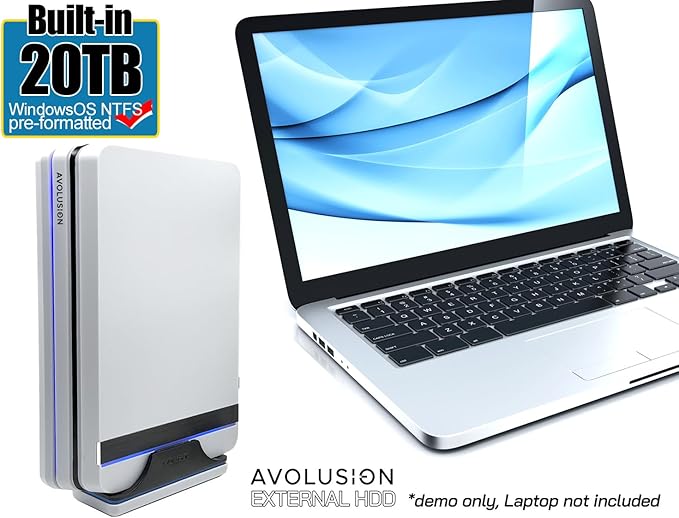 Avolusion PRO-X Series USB 3.0 External Hard Drive for WindowsOS Desktop PC/Laptop (White) - 2 Year Warranty (20TB) (Renewed)