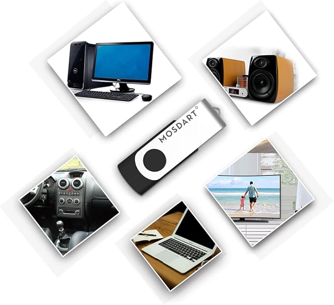 MOSDART USB2.0 128MB(NOT 128GB) Flash Drive, Swivel Design with LED Indicator, Keychain Loop, FAT32 Memory Stick for Data Storage, Black(Pack of 10)