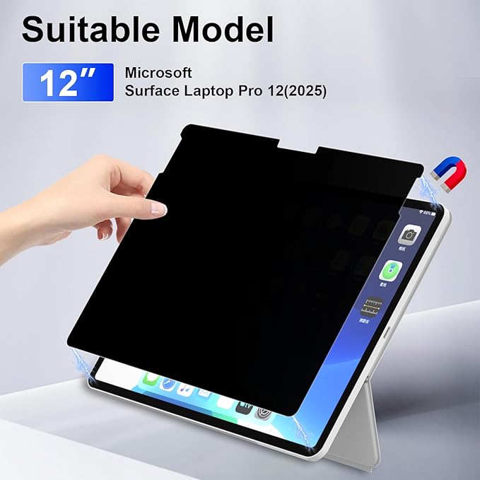 Magnetic Privacy Screen for 12 Inch Surface Laptop Pro 12, Removable Anti Glare Surface Laptop Pro 12 Screen Protector, Blue Light Filter, Anti Spy Easy Install