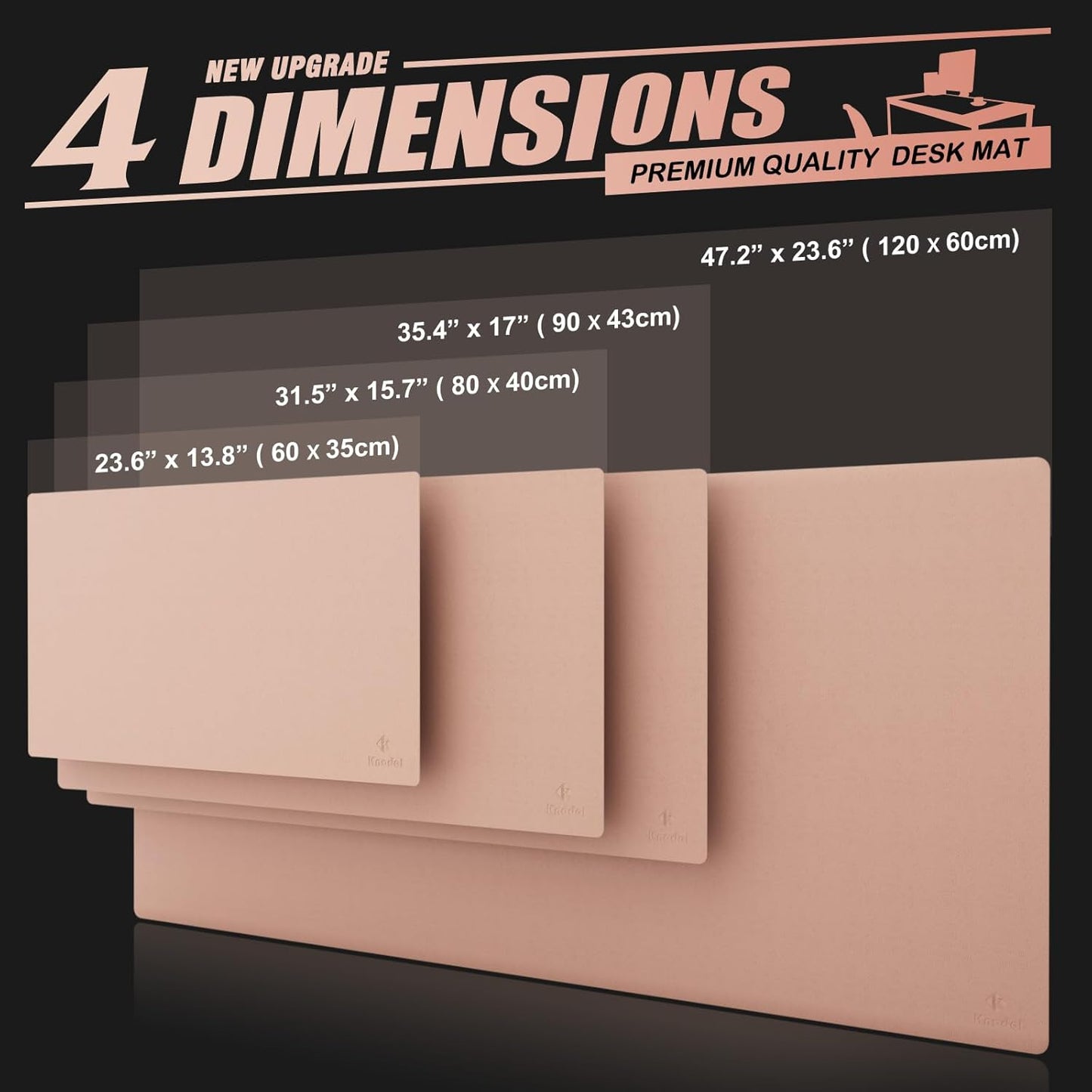 K KNODEL Large Office Leather Desk Mat, Mouse and Keyboard Pad, Computer and Laptop Mat, Desktop Protector and Cover, Writing Pad and Blotter (35.4"x17", Pink)