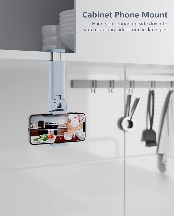 MiiKARE Travel Essentials Airplane Phone Holder, Universal Handsfree Phone Mount for Flying with 360 Degree Rotation, Travel Must Haves Phone Stand for Desk, Tray Table, Blue