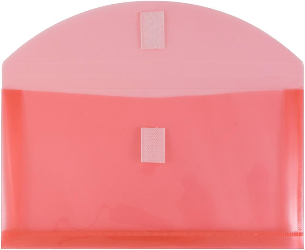 JAM PAPER Plastic Expansion Envelopes with Hook & Loop Closure - #10 Booklet Wallet - 5 1/4 x 10 with 1 Inch Expansion - Red - 12/Pack