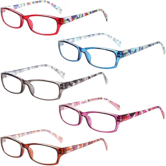 Henotin 5-Pack Reading Glasses Blue Light Blocking Anti Eyestrain Computer Reading Glasses for Women and Men Readers (Mixed color, 2.00)