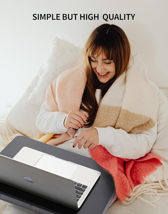 Portable Lap Laptop Desk with Pillow Cushion, Fits up to 15.6 inch Laptop, Lap Stand for Bed & Couch & Carpet, Book Tablet/Drawing Board/Computer Laptop Stand - Black