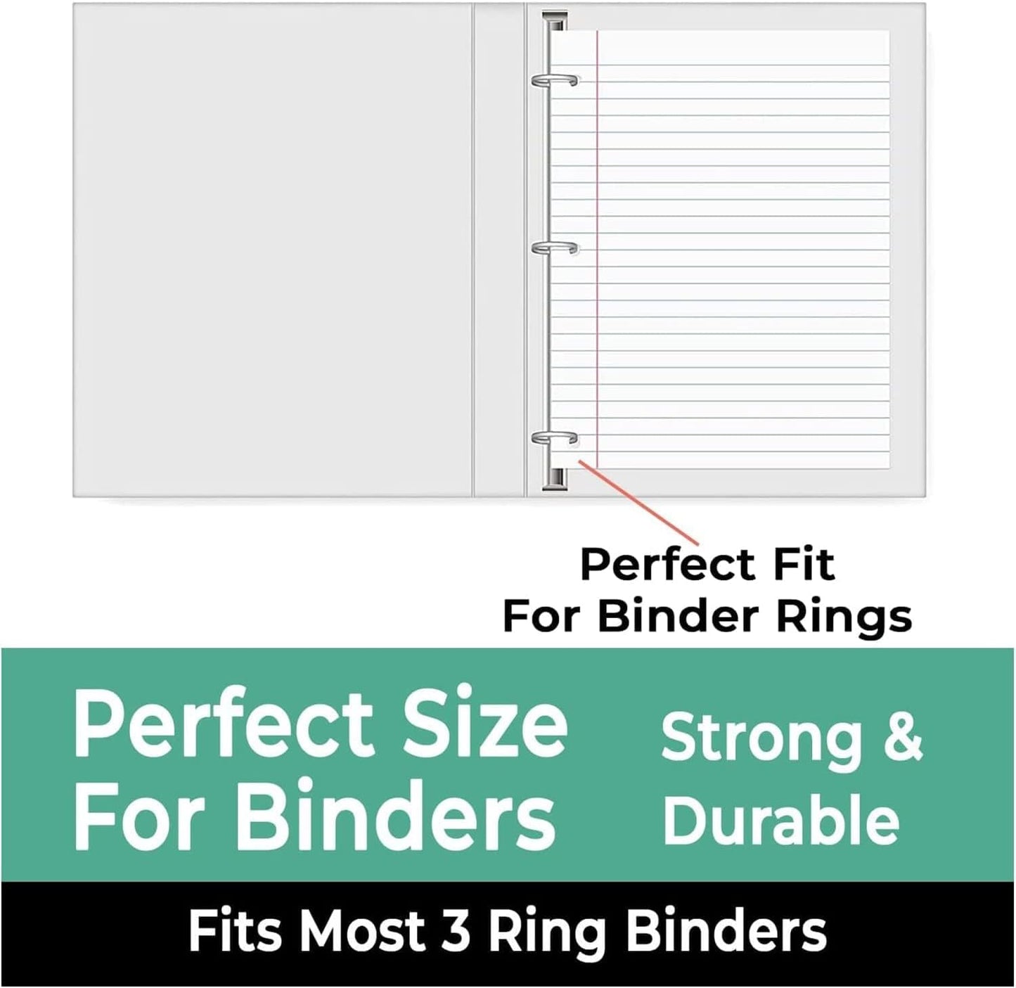 Bulk 3600 Sheets Loose Leaf Binder Filler Paper, Wide Ruled, Bulk Notebook Paper, 8 x 10.5", Loose Leaf Sheets, 3 Hole Punched, 24 Pack, 150 Sheets/Pack, Filler Papers, White
