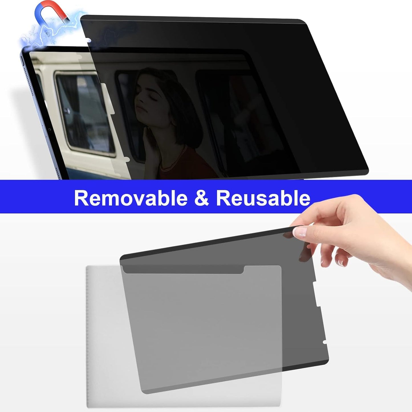 Mamol iPad Pro 12.9 inch Magnetic Privacy Screen Protector, Removable&Reusable Anti-Spy Filter for iPad Pro 12.9", Anti-Glare Privacy Filter, Easy Installation and Bubble Free